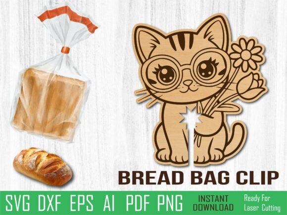 Download Cat Bread Clip, Cat Laser Cut Design Svg - Cut design Collection