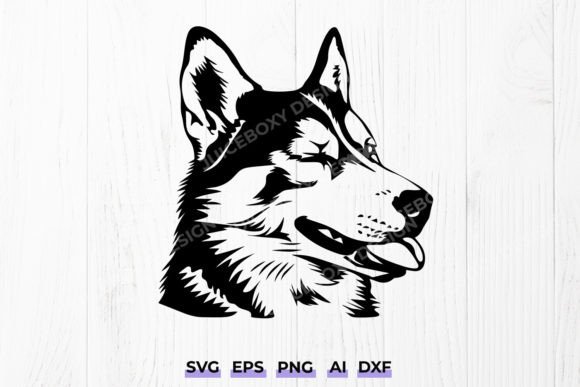 Download Siberian Husky Dog Svg, Winking Dog Dxf - Dog dxf Collection