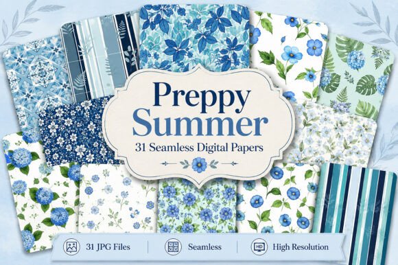 Download Preppy Summer Seamless Digital Set - Premium Bundle