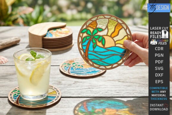 Download Stained Glass Coasters Laser Cut Design - Cut design Collection