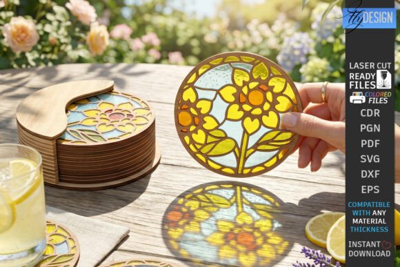 Download Stained Glass Coasters Laser Cut Design - Cut design Collection