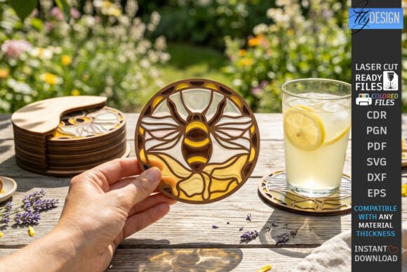 Download Stained Glass Coasters Laser Cut Design - Cut design Collection