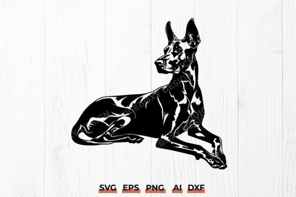 Download Doberman Pinscher SVG, Relaxed Dog DXF - Dog dxf Collection