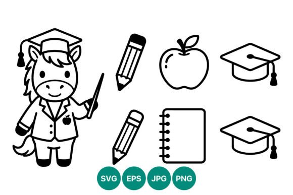 Download Cartoon Horse Teacher Graduation Vector - Cartoon horse Collection