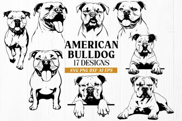 Download American Bulldog SVG Bundle – 17 Dog DXF - Dog dxf Collection