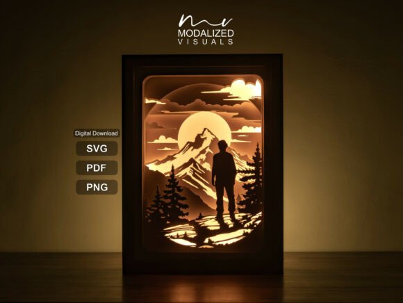 Download Hiking Shadowbox Lightbox Paper Cut Design - Cut design Collection