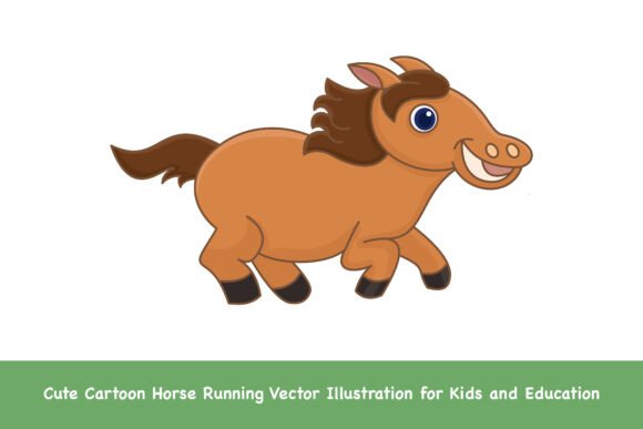 Download Cute Cartoon Horse Running Vector - Premium Resources