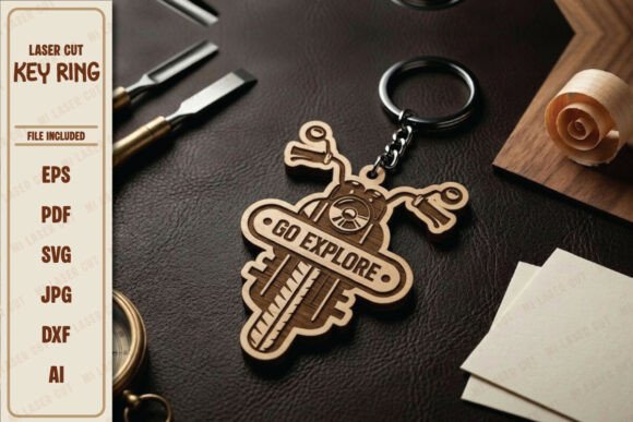 Download Go Explore Bike Laser Cut Keychain SVG - Explore Collection
