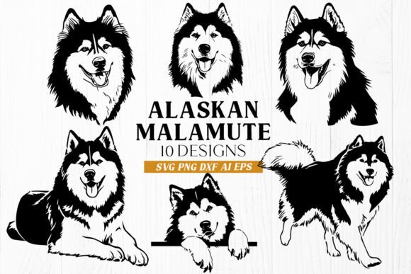 Download Alaskan Malamute SVG Bundle | 10 Dog DXF - Dog dxf Collection