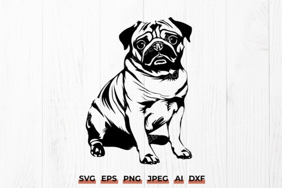 Download Adorable Pug SVG - Cute Dog DXF Design - Dog dxf Collection
