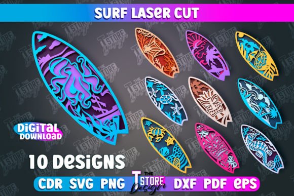 Download Surf Laser Cut Design Bundle | Summer - Cut design Collection