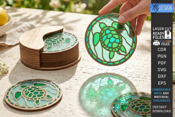 Download Stained Glass Coasters Laser Cut Design - Cut design Collection